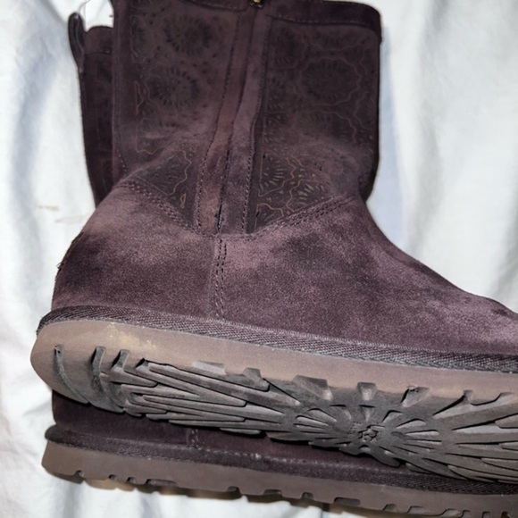 UGG Boots Australia Cottage Eyelet Brown Suede Leather Zip Up Shoes sz 7 - Picture 3 of 10